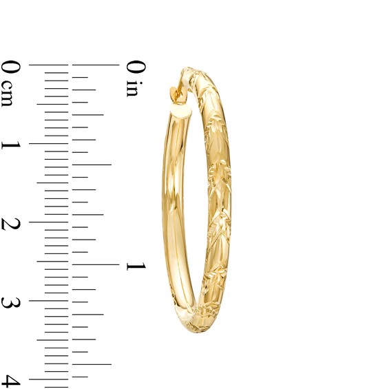 35.0mm Diamond-Cut Tube Hoop Earrings in 10K Gold