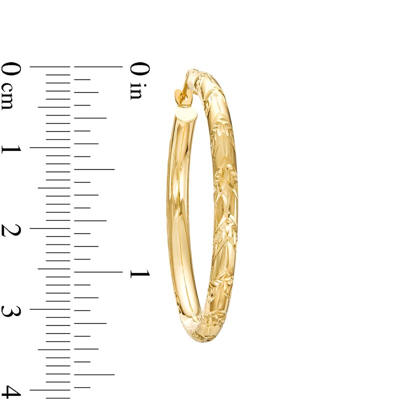 Main Image 3 of 35.0mm Diamond-Cut Tube Hoop Earrings in 10K Gold