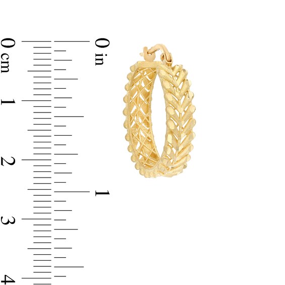 25.0mm Diamond-Cut Chevron Pattern Hoop Earrings in 10K Gold