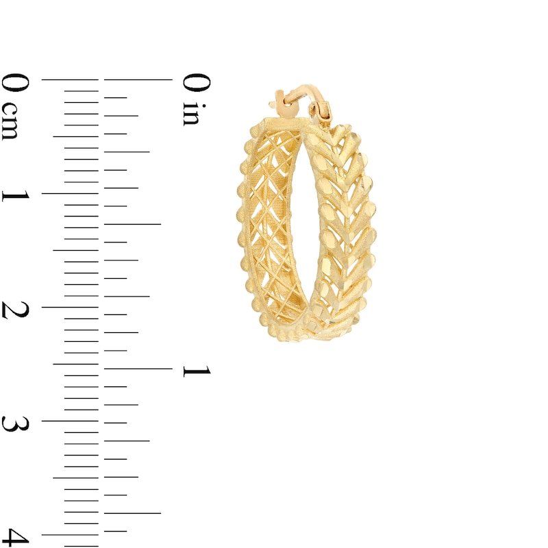 Main Image 3 of 25.0mm Diamond-Cut Chevron Pattern Hoop Earrings in 10K Gold