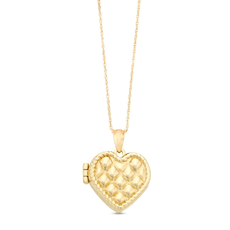Main Image 1 of Quilt Pattern Heart Locket in 10K Gold