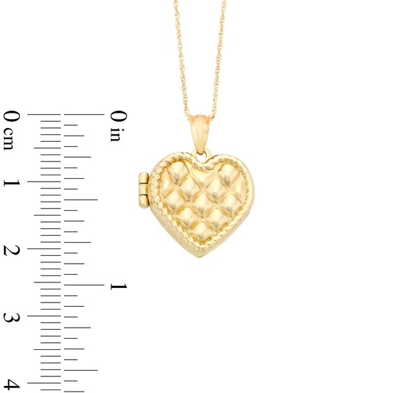 Quilt Pattern Heart Locket in 10K Gold