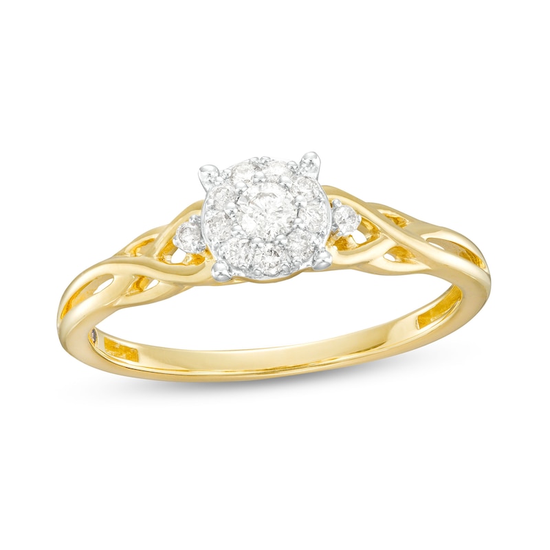 1/6 CT. T.W. Diamond Frame Braided Shank Promise Ring in 10K Gold