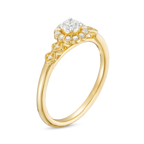 1/5 CT. T.w. Diamond Flower Frame Geometric Sides Promise Ring in 10K Gold