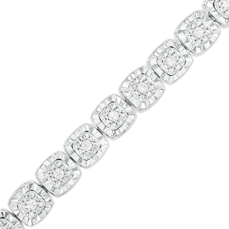 1/2 CT. T.W. Diamond Cushion-Shaped Line Bracelet in Sterling Silver – 7.25"