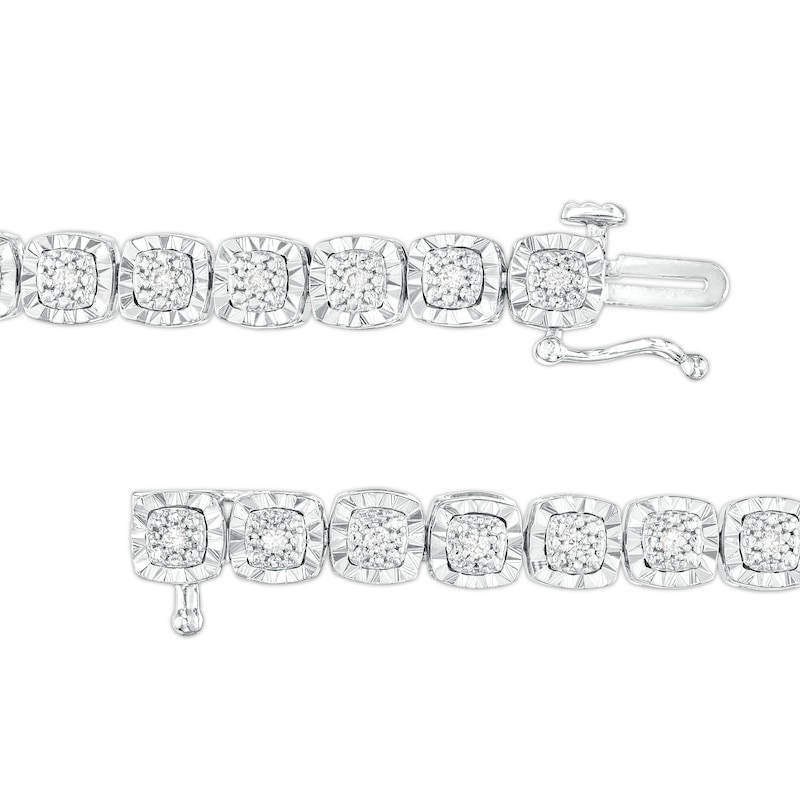 1/2 CT. T.W. Diamond Cushion-Shaped Line Bracelet in Sterling Silver – 7.25"