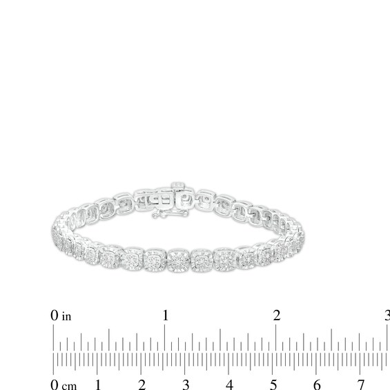 1/2 CT. T.w. Diamond Cushion-Shaped Line Bracelet in Sterling Silver â 7.25"