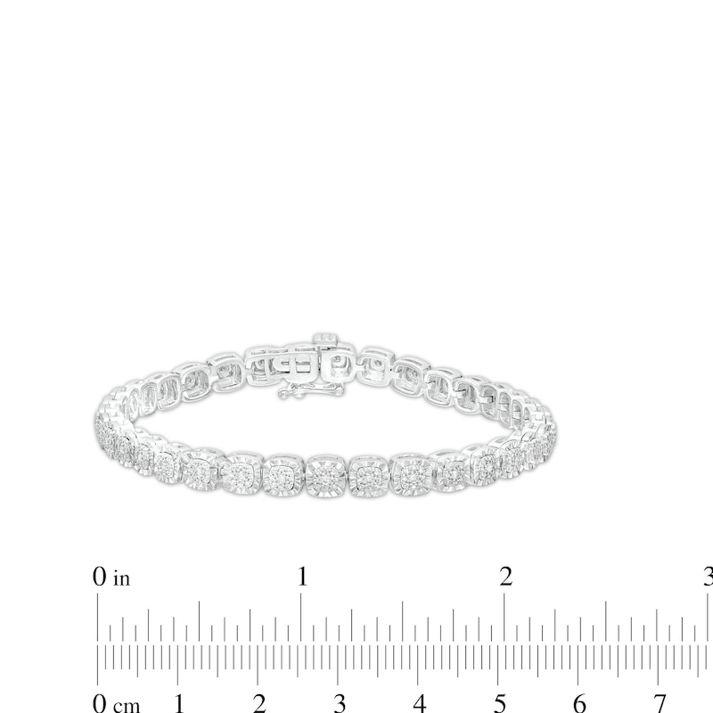 1/2 CT. T.W. Diamond Cushion-Shaped Line Bracelet in Sterling Silver – 7.25"