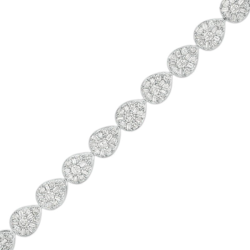 Main Image 1 of 4 CT. T.W. Pear-Shaped Multi-Diamond Line Bracelet in 10K White Gold – 7.5"