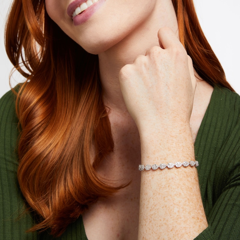 Main Image 2 of 4 CT. T.W. Pear-Shaped Multi-Diamond Line Bracelet in 10K White Gold – 7.5"