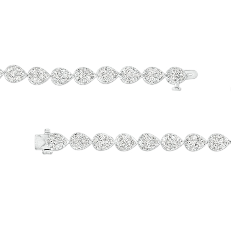 Main Image 3 of 4 CT. T.W. Pear-Shaped Multi-Diamond Line Bracelet in 10K White Gold – 7.5"