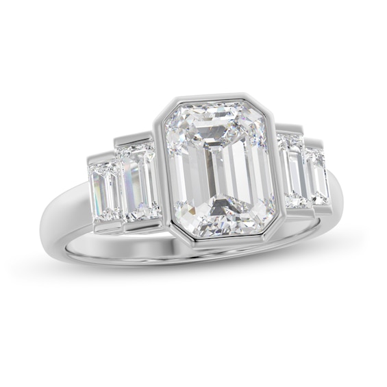 2 CT. T.w. Emerald-Cut and Baguette Diamond Five Stone Graduated Engagement Ring in Platinum
