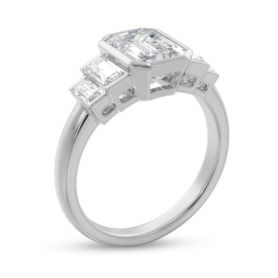 2 CT. T.w. Emerald-Cut and Baguette Diamond Five Stone Graduated Engagement Ring in Platinum
