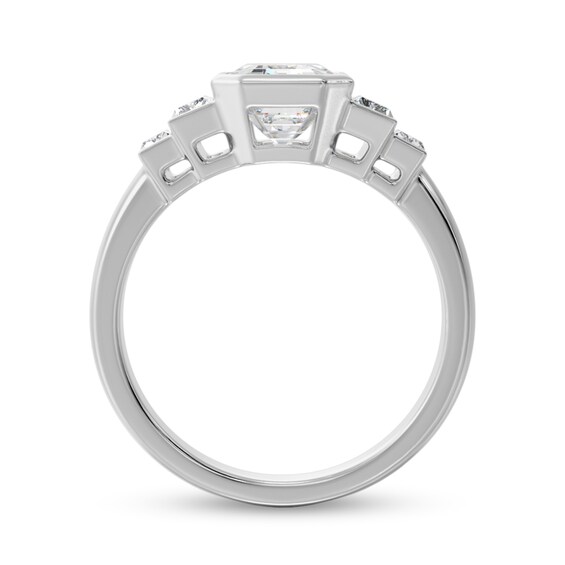 2 CT. T.w. Emerald-Cut and Baguette Diamond Five Stone Graduated Engagement Ring in Platinum