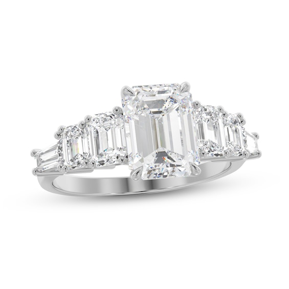 2-1/2 CT. T.w. Emerald-Cut and Baguette Diamond Seven Stone Graduated Engagement Ring in 14K White Gold