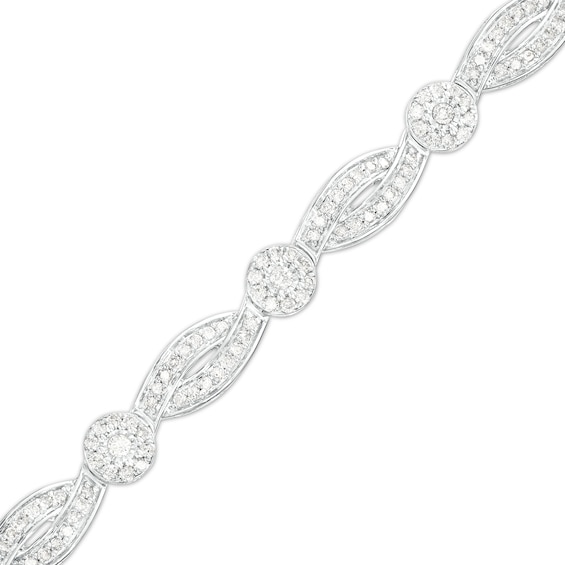 2 CT. T.w. Multi-Diamond Alternating Ribbon Line Bracelet in 10K White Gold â 7.25"