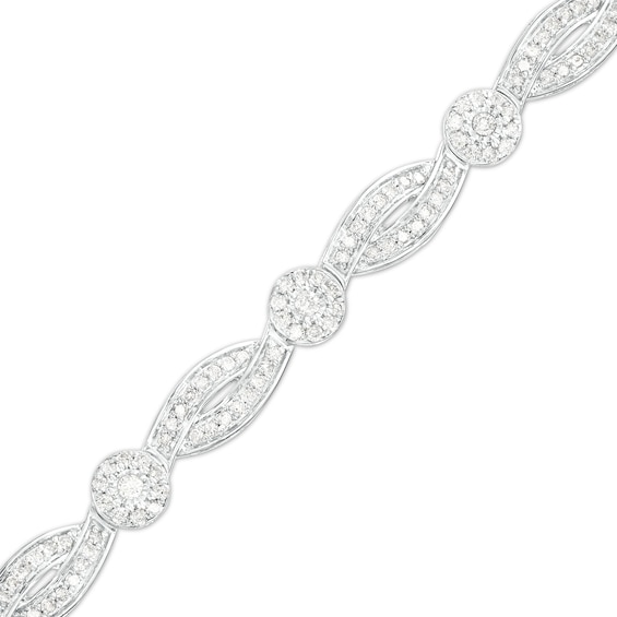 2 CT. T.w. Multi-Diamond Alternating Ribbon Line Bracelet in 10K White Gold â 7.25"