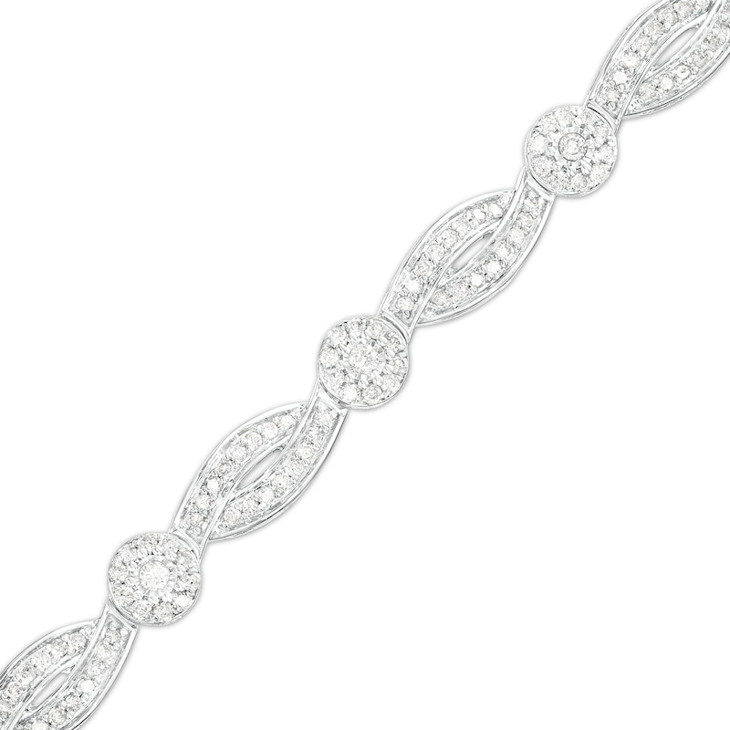 Main Image 1 of 2 CT. T.W. Multi-Diamond Alternating Ribbon Line Bracelet in 10K White Gold – 7.25"