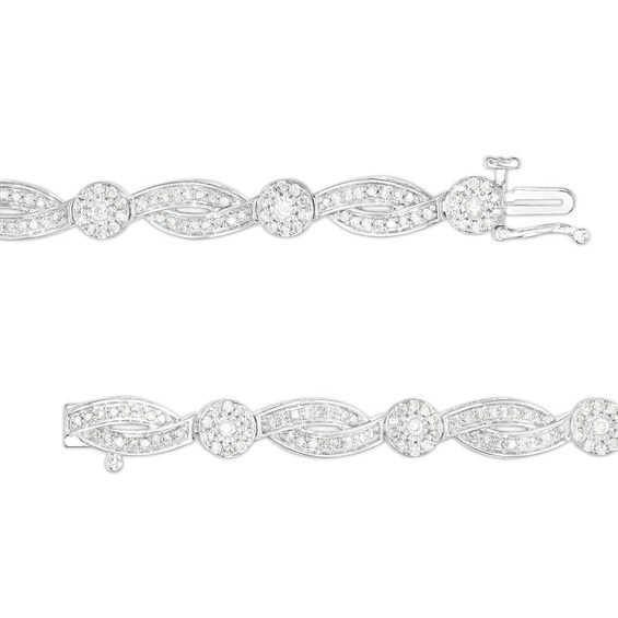 2 CT. T.w. Multi-Diamond Alternating Ribbon Line Bracelet in 10K White Gold â 7.25"