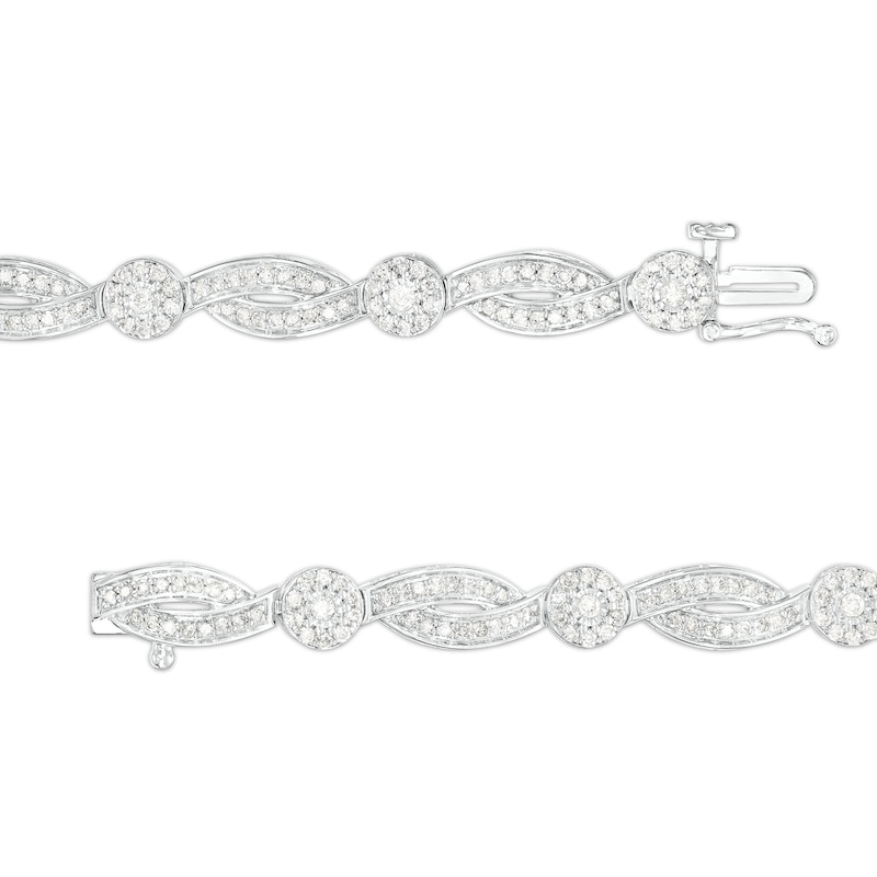 Main Image 3 of 2 CT. T.W. Multi-Diamond Alternating Ribbon Line Bracelet in 10K White Gold – 7.25"