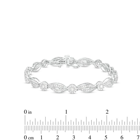 2 CT. T.w. Multi-Diamond Alternating Ribbon Line Bracelet in 10K White Gold â 7.25"