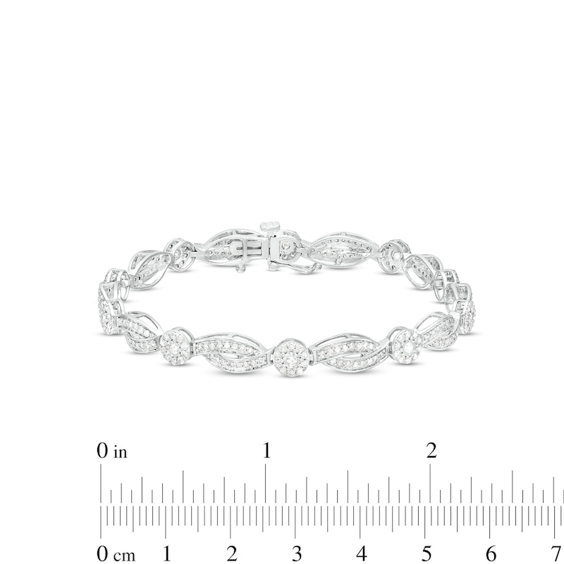 Main Image 4 of 2 CT. T.W. Multi-Diamond Alternating Ribbon Line Bracelet in 10K White Gold – 7.25"
