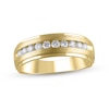 Thumbnail Image 1 of Men's 1/2 CT. T.W. Diamond Ten Stone Satin Stepped Edge Channel Band in 10K Gold