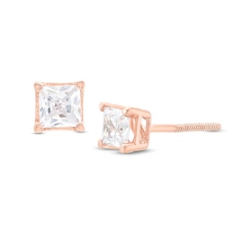 1/2 CT. T.W. Certified Princess-Cut Lab-Grown Diamond Solitaire Stud Earrings in 14K Rose Gold (F/SI2)