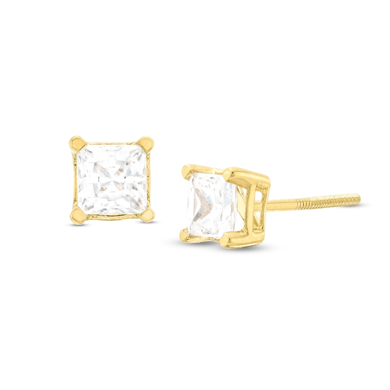 Main Image 1 of 1 CT. T.W. Certified Princess-Cut Lab-Grown Diamond Solitaire Stud Earrings in 14K Gold (F/SI2)