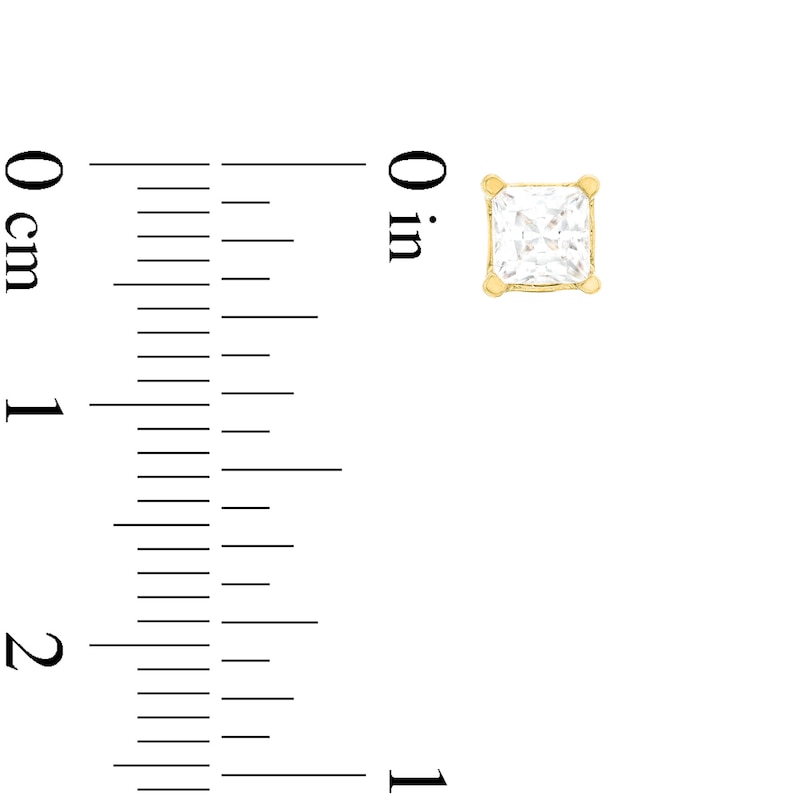Main Image 3 of 1 CT. T.W. Certified Princess-Cut Lab-Grown Diamond Solitaire Stud Earrings in 14K Gold (F/SI2)