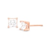 1 CT. T.W. Certified Princess-Cut Lab-Created Diamond Solitaire Stud Earrings in 14K Rose Gold (F/SI2)