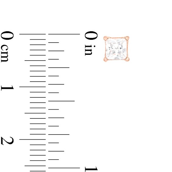 1 CT. T.w. Certified Princess-Cut Lab-Grown Diamond Solitaire Stud Earrings in 14K Rose Gold (F/Si2)