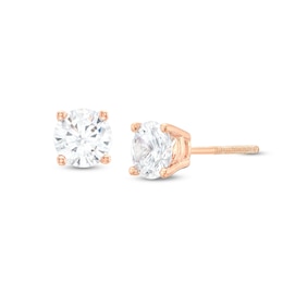 1 CT. T.W. Certified Lab-Grown Diamond Solitaire Stud Earrings in 14K Rose Gold (F/SI2)
