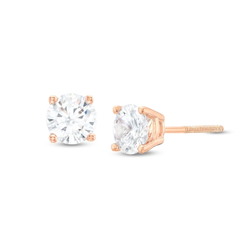 Main Image 1 of 1 CT. T.W. Certified Lab-Grown Diamond Solitaire Stud Earrings in 14K Rose Gold (F/SI2)