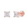 Thumbnail Image 1 of 1-1/2 CT. T.W. Certified Princess-Cut Lab-Grown Diamond Solitaire Stud Earrings in 14K Rose Gold (F/SI2)