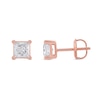 Thumbnail Image 2 of 1-1/2 CT. T.W. Certified Princess-Cut Lab-Grown Diamond Solitaire Stud Earrings in 14K Rose Gold (F/SI2)