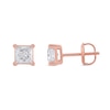 Thumbnail Image 1 of 1-1/2 CT. T.W. Certified Princess-Cut Lab-Created Diamond Solitaire Stud Earrings in 14K Rose Gold (F/SI2)