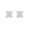 1-1/2 CT. T.W. Certified Princess-Cut Lab-Created Diamond Solitaire Stud Earrings in 14K Rose Gold (F/SI2)