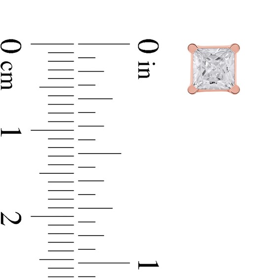 1-1/2 CT. T.w. Certified Princess-Cut Lab-Grown Diamond Solitaire Stud Earrings in 14K Rose Gold (F/Si2)