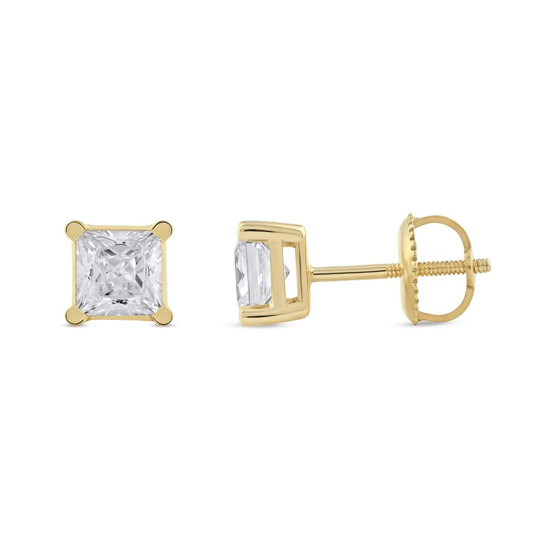 1-1/2 CT. T.W. Certified Princess-Cut Lab-Created Diamond Solitaire Stud Earrings in 14K Gold (F/SI2)