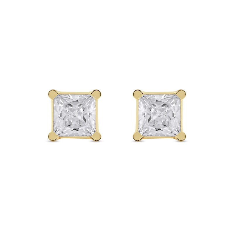 Main Image 3 of 1-1/2 CT. T.W. Certified Princess-Cut Lab-Created Diamond Solitaire Stud Earrings in 14K Gold (F/SI2)