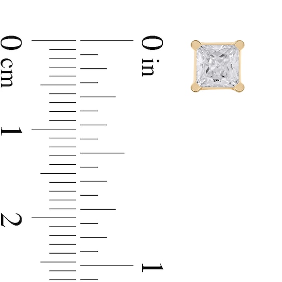 1-1/2 CT. T.w. Certified Princess-Cut Lab-Grown Diamond Solitaire Stud Earrings in 14K Gold (F/Si2)