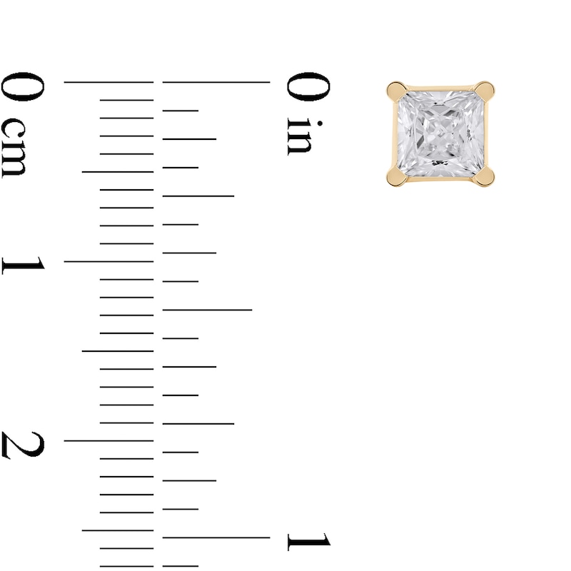 1-1/2 CT. T.W. Certified Princess-Cut Lab-Created Diamond Solitaire Stud Earrings in 14K Gold (F/SI2)