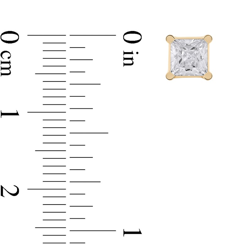 Main Image 4 of 1-1/2 CT. T.W. Certified Princess-Cut Lab-Created Diamond Solitaire Stud Earrings in 14K Gold (F/SI2)