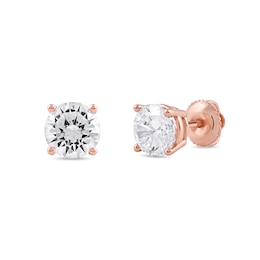2 CT. T.W. Certified Lab-Grown Diamond Solitaire Stud Earrings in 14K Rose Gold (F/SI2)