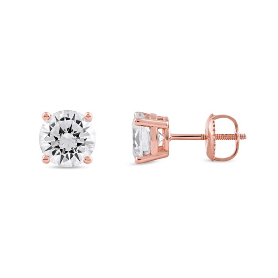 2 CT. T.w. Certified Lab-Grown Diamond Solitaire Stud Earrings in 14K Rose Gold (F/Si2)