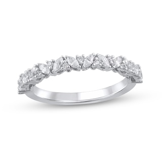 1/3 CT. T.W. Marquise and Round Diamond Slant Alternating Stackable Band in 14K White Gold