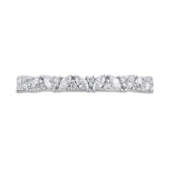 1/3 CT. T.w. Marquise and Round Diamond Slant Alternating Stackable Band in 14K White Gold