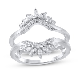 1/2 CT. T.W. Marquise and Round Diamond Starburst Solitaire Enhancer in 14K White Gold