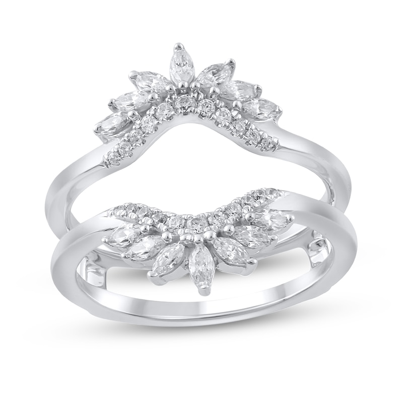 Main Image 1 of 1/2 CT. T.W. Marquise and Round Diamond Starburst Solitaire Enhancer in 14K White Gold